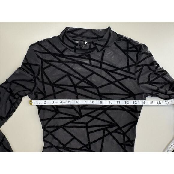 Women’s Sheer Velvet Burnout Bodycon Dress Size Small Black Y2K 90s EDM Rave - Picture 8 of 14